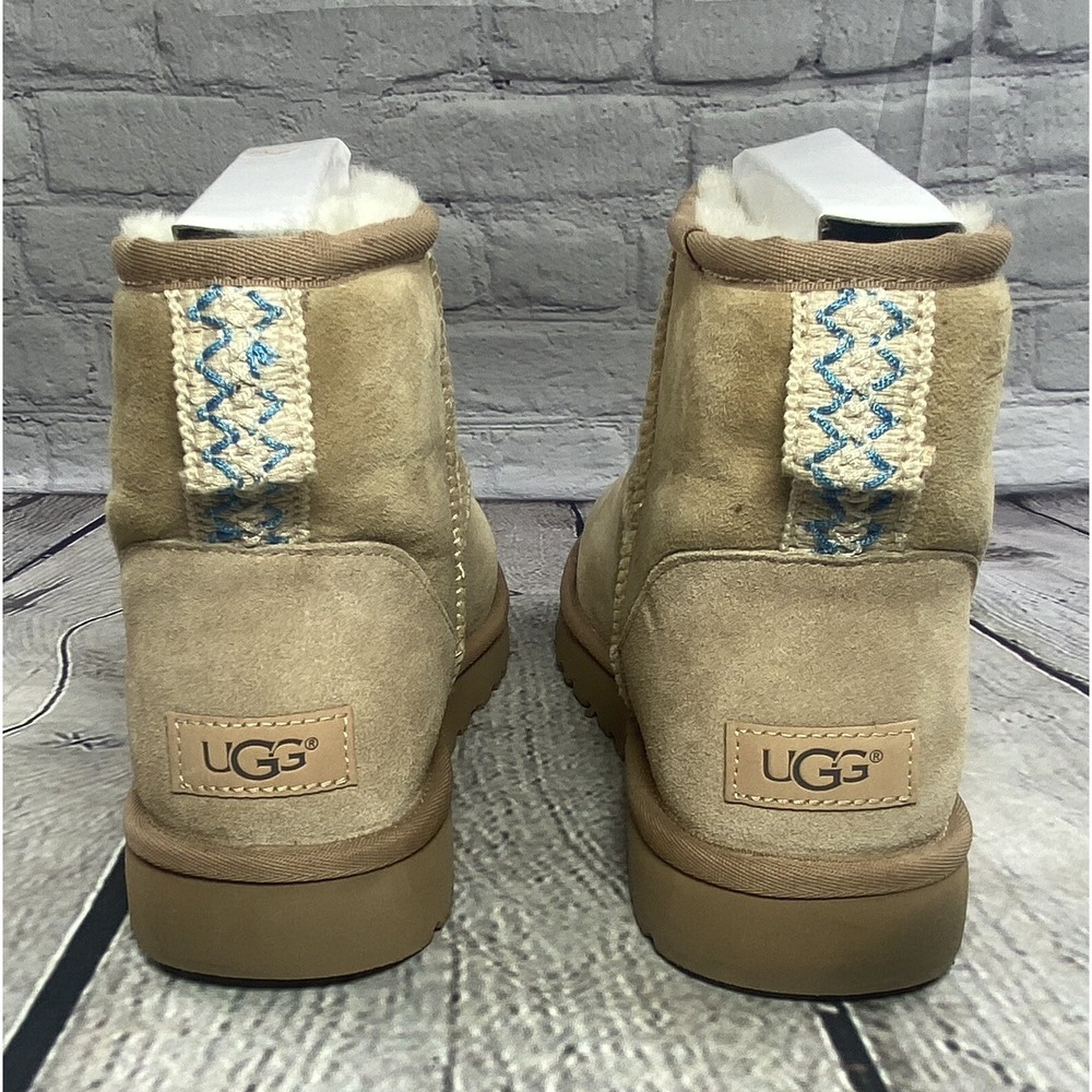 UGG Classic Mini 40:40:40 Anniversary Sand Suede Boots Size 10 Womens fits Men 8 - Picture 6 of 11